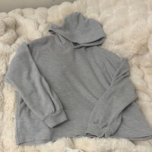 Zara Light Gray Ribbed Hoodie